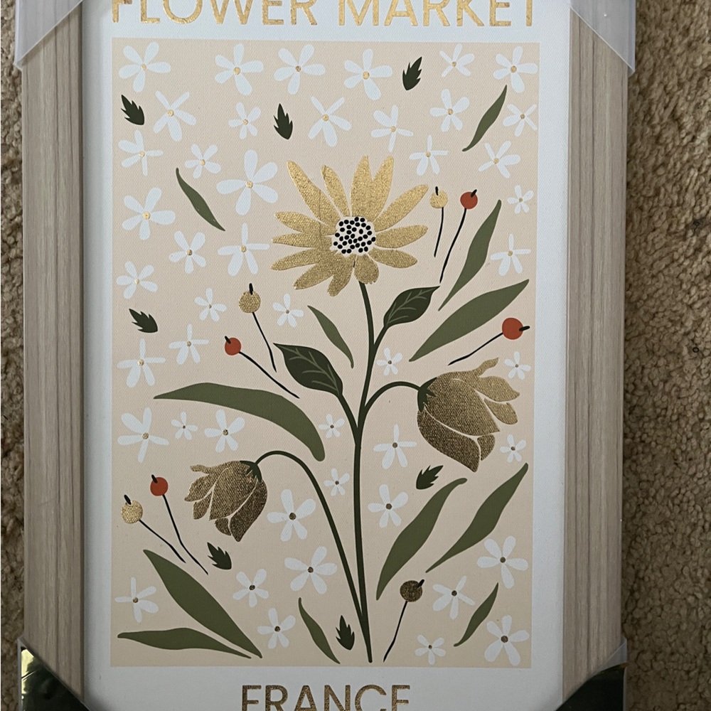 Floral Art Print with Wooden Frame